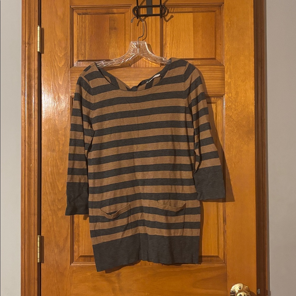 ❤️LOFT Brown and Gray Striped Sweater
